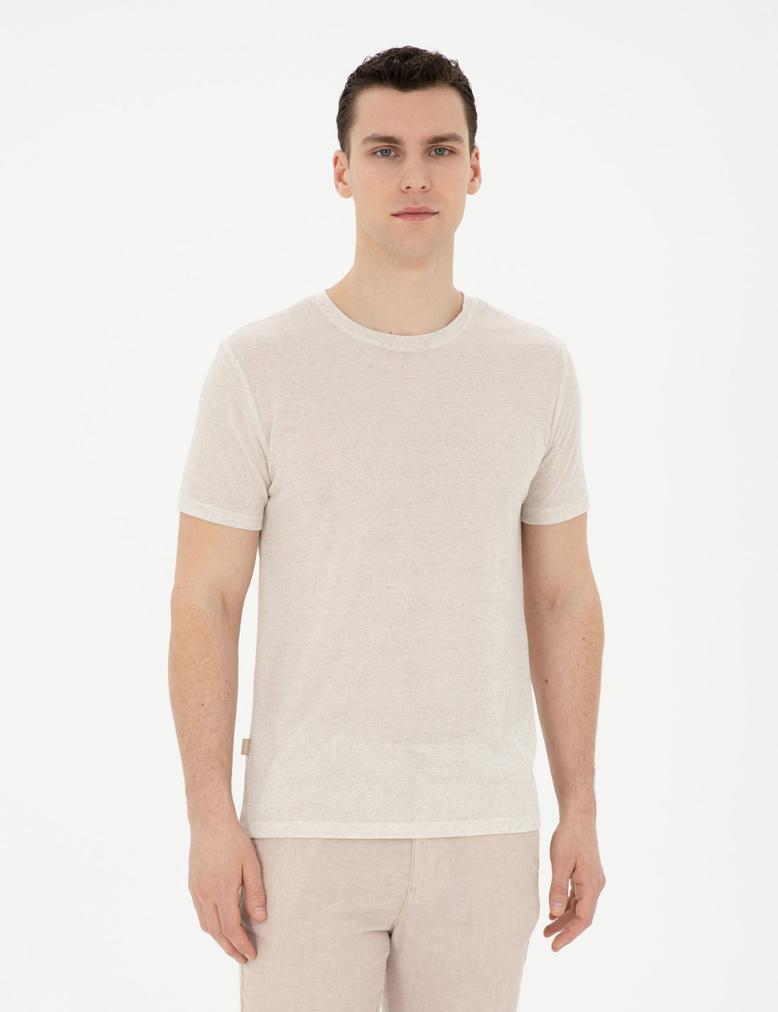 Beige Slim Fit Basic T-Shirt