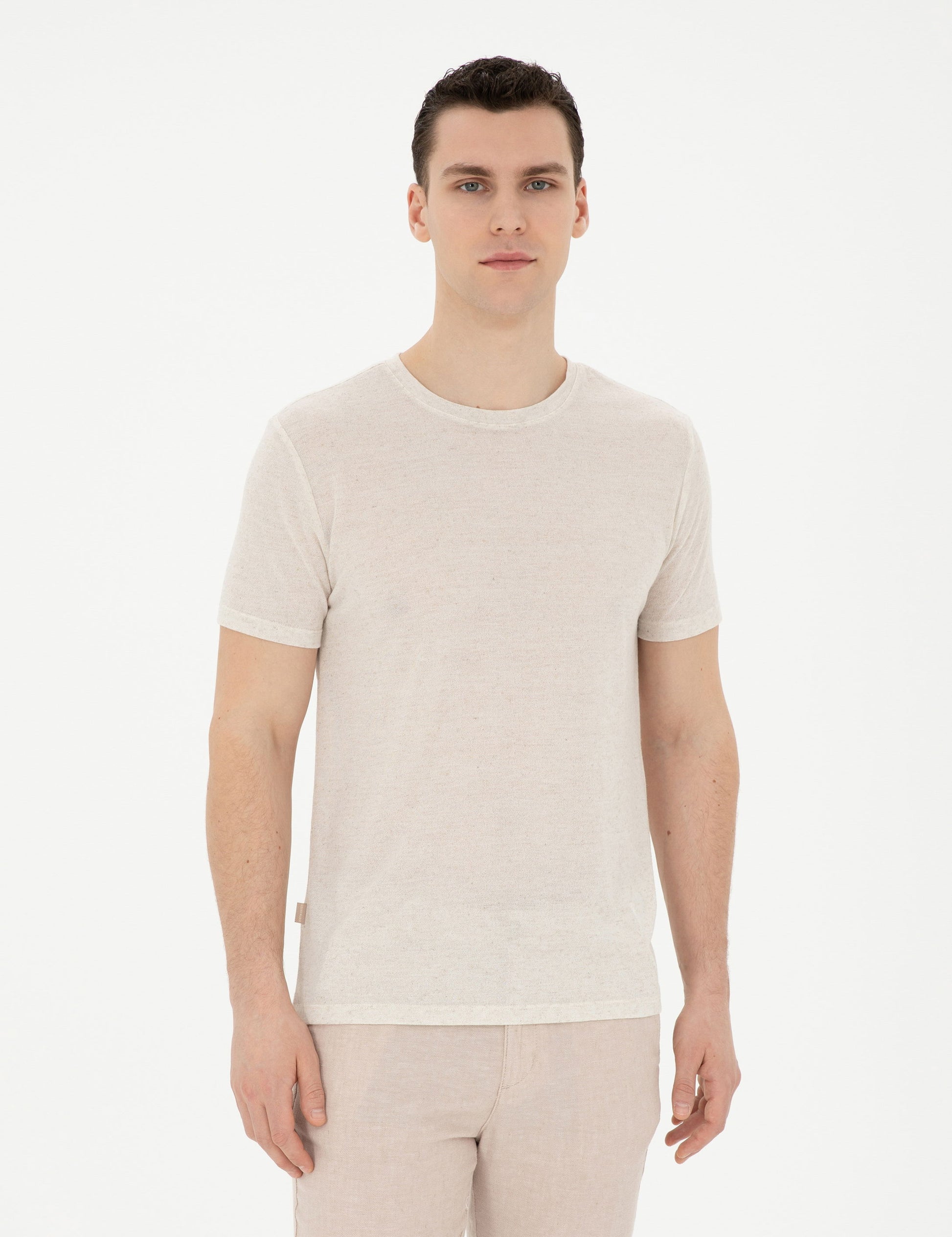 Beige Slim Fit Basic T-Shirt
