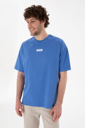 Men's Oversize Fit Crew Neck Indigo T-Shirt