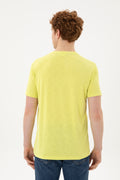 Men's Regular Fit Crew Neck Peanut Green Basic T-Shirt