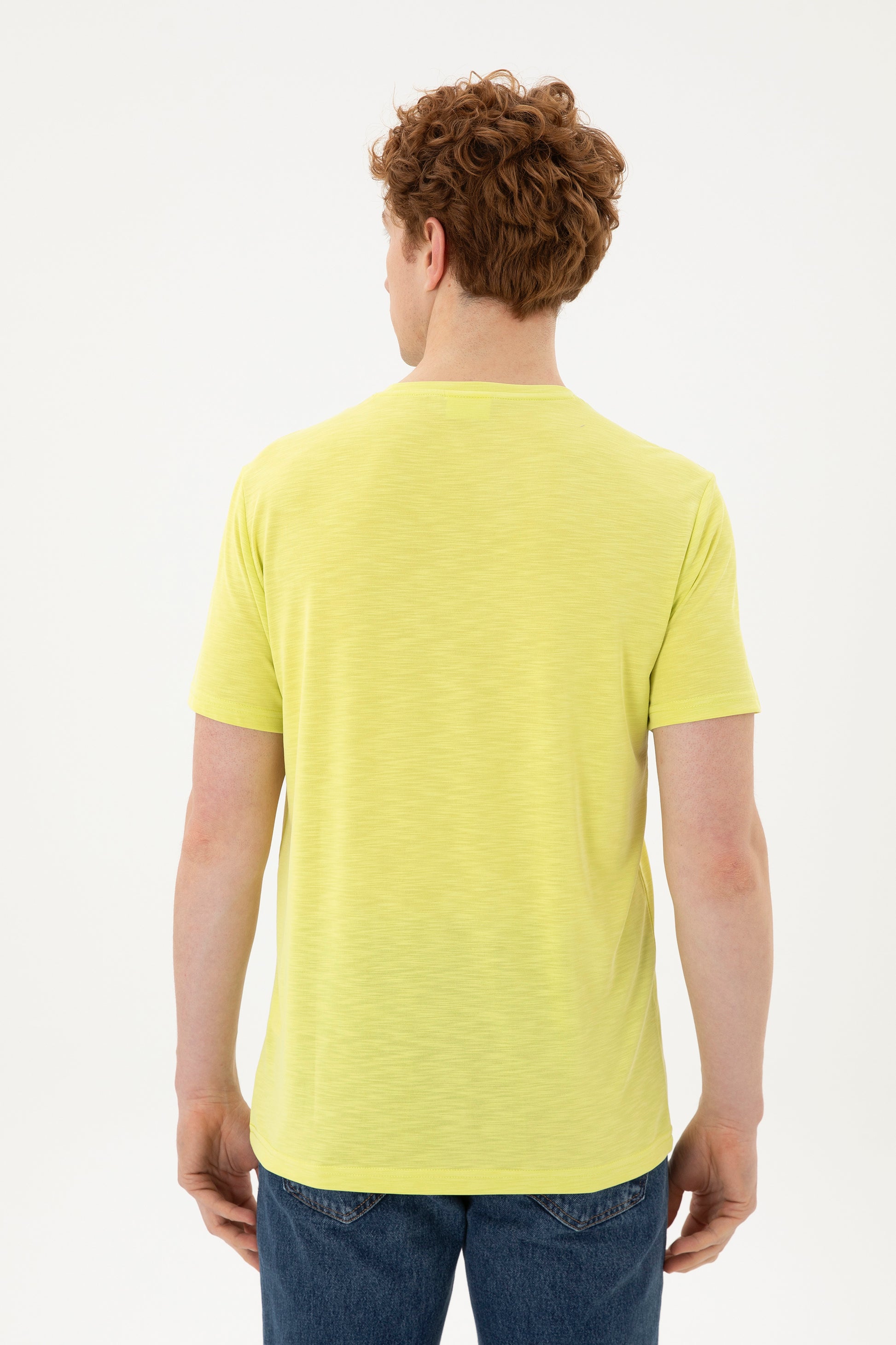 Men's Regular Fit Crew Neck Peanut Green Basic T-Shirt