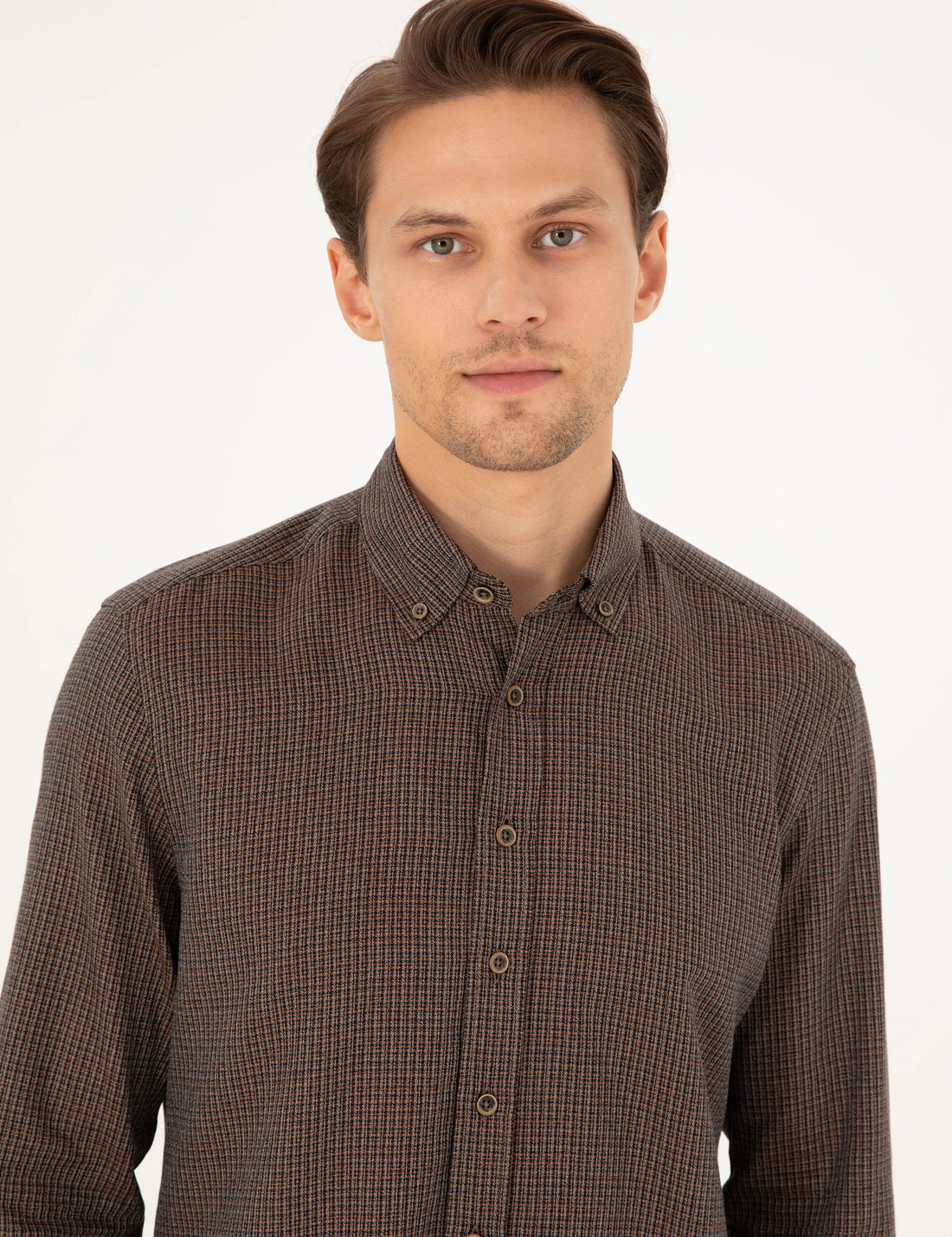 Brown Slim Fit Long Sleeve Shirt