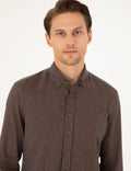 Brown Slim Fit Long Sleeve Shirt