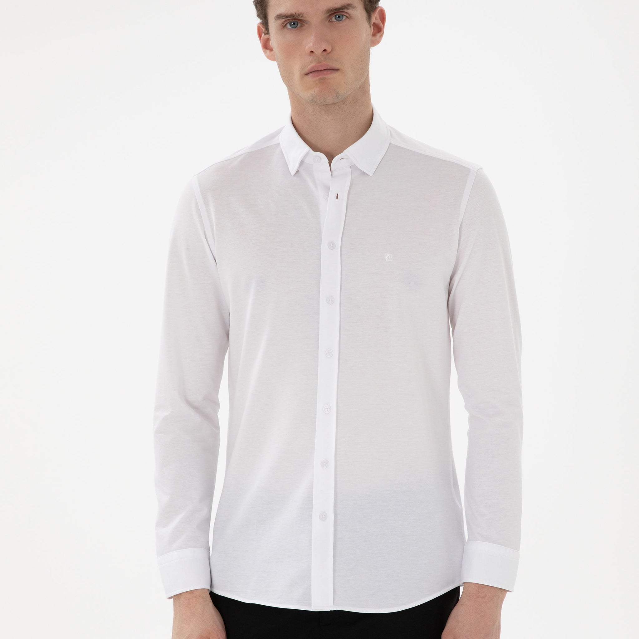 White Slim Fit Long Sleeve Shirt