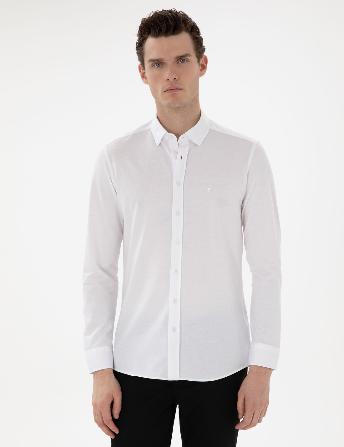 White Slim Fit Long Sleeve Shirt