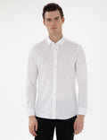 White Slim Fit Long Sleeve Shirt