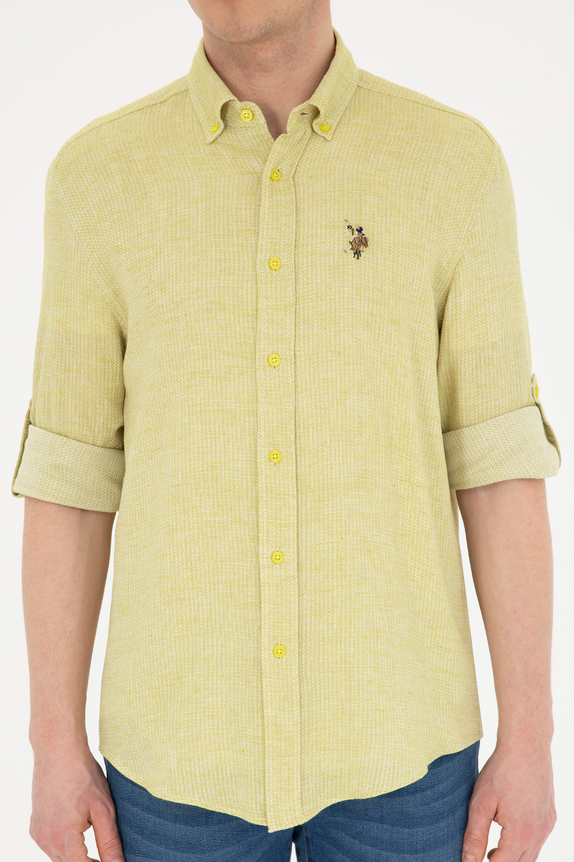 Men's Peanut Green Long Sleeve Shirt