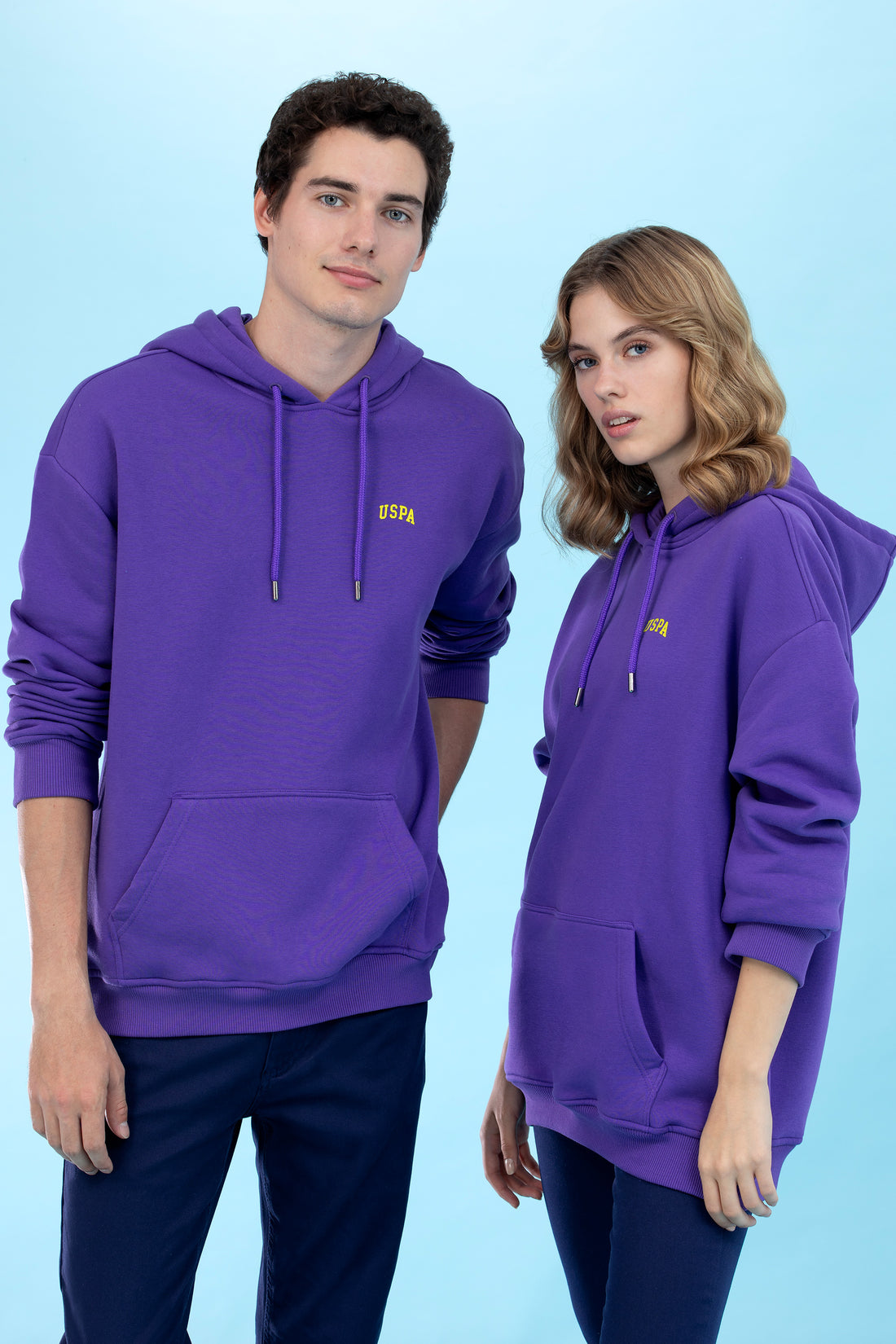 Purple Hooded Oversize Basic Sweatshirt