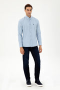 Men's Light Blue Long Sleeve Basic Shirt