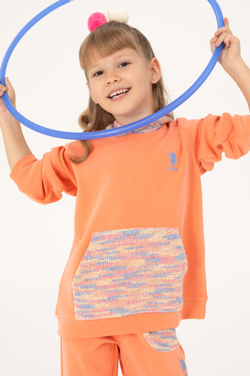 Girls' Salmon Hooded Sweatshirt