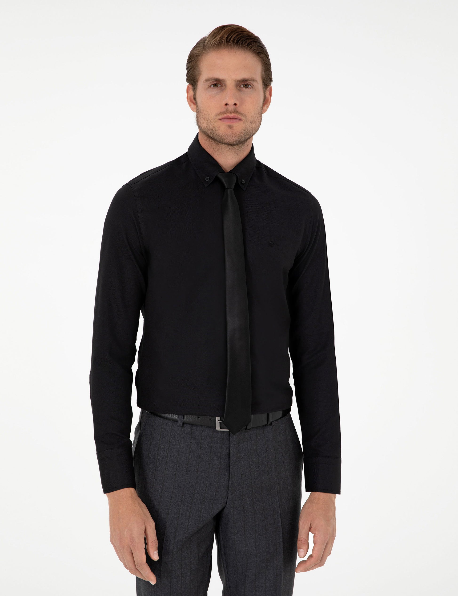 Black Slim Fit Long Sleeve Shirt