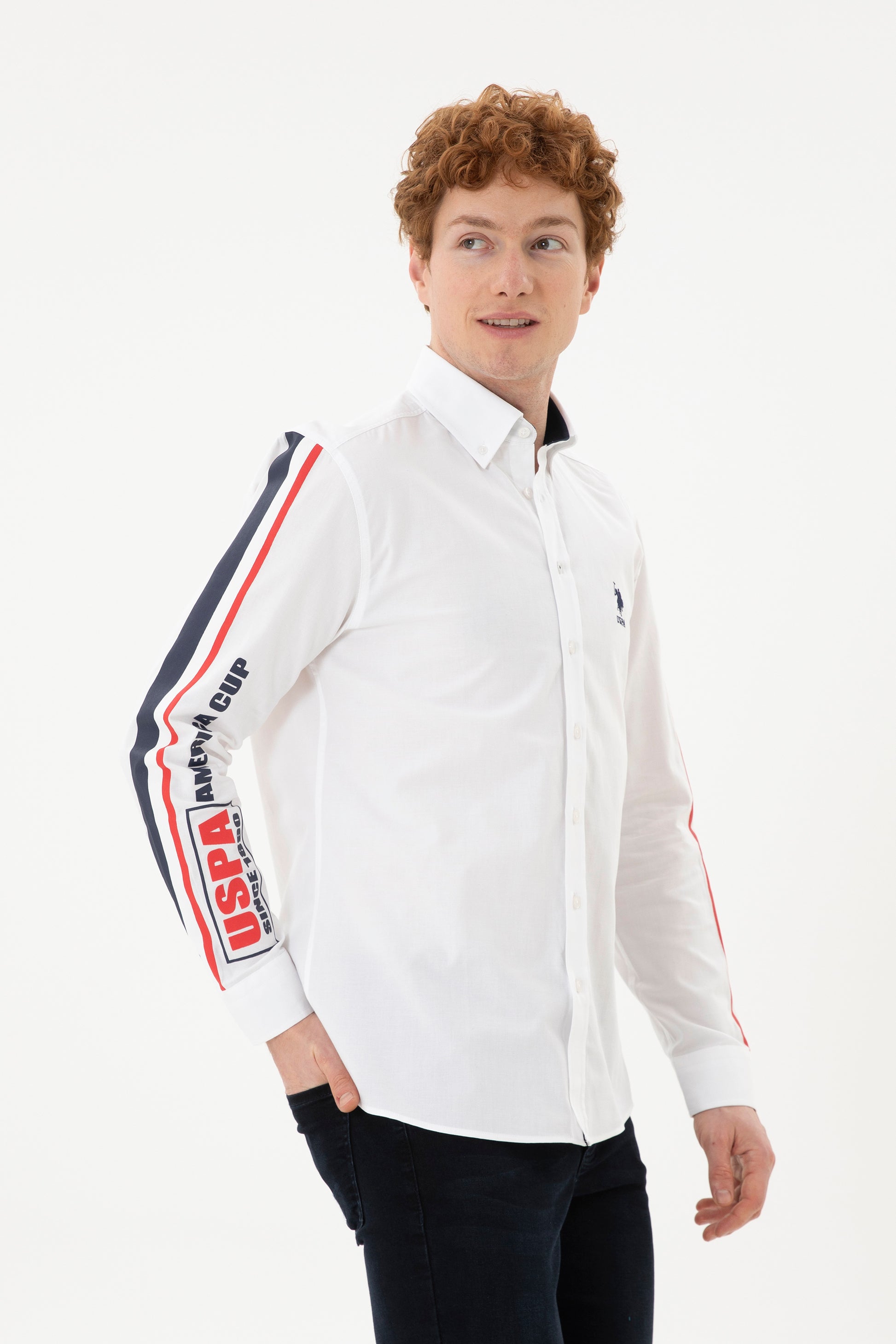 Men's White Long Sleeve Shirt