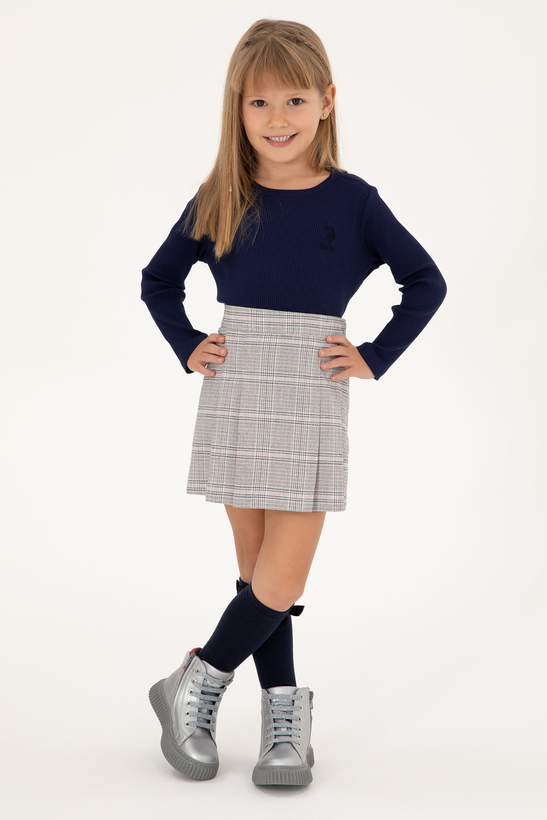 Girls' Navy Blue Crew Neck Sweatshirt