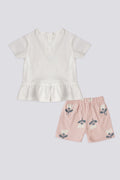 Baby Girl Pink Printed 2 Piece Short Sleeve T-Shirt Set