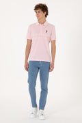 Men's Regular Fit Polo Neck Light Pink T-Shirt