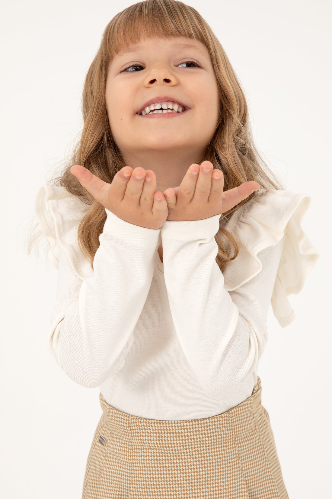 Girls' Cream Crew Neck Sweatshirt