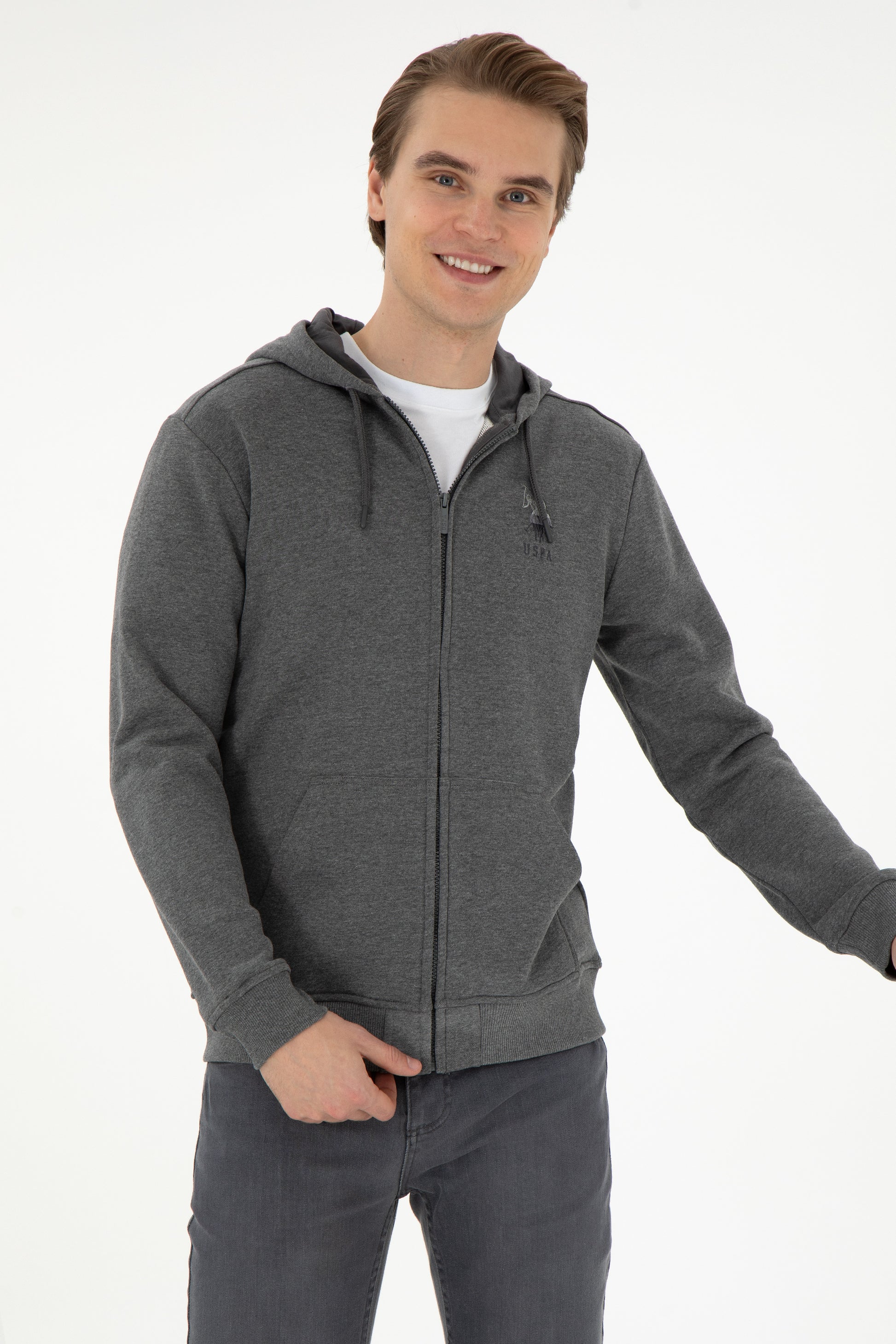 Men's Anthracite Melange Knitted Cardigan