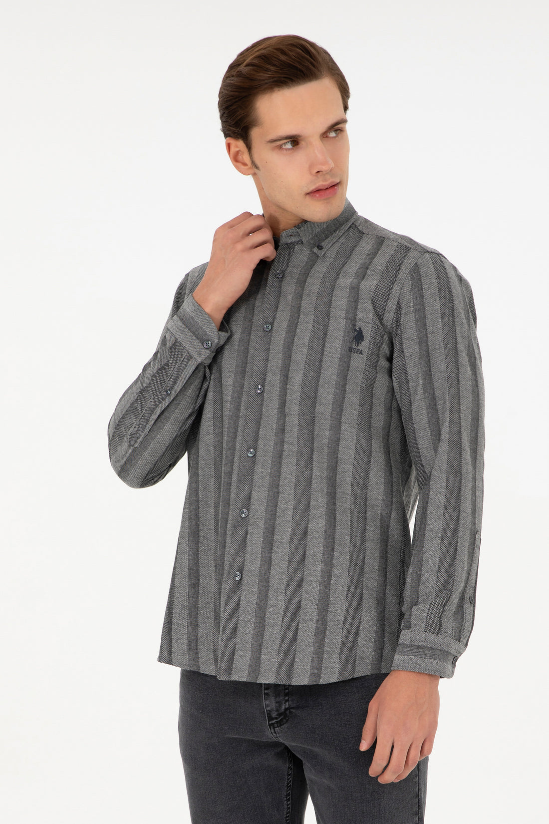 Men's Grey Long Sleeve Shirt