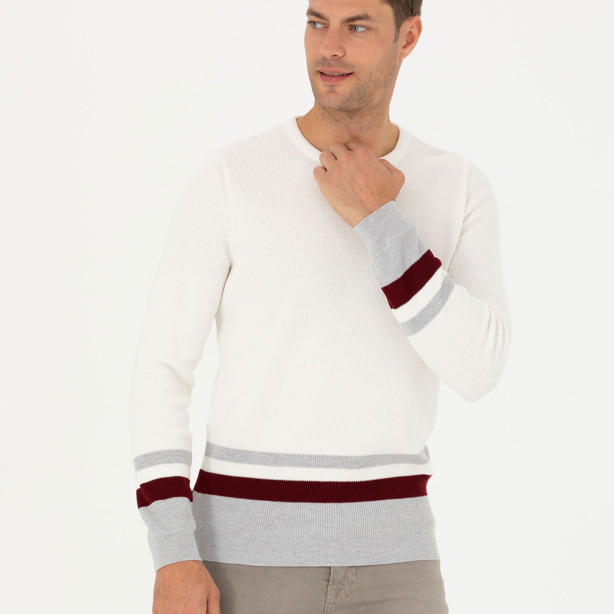 Ecru Slim Fit Sweater