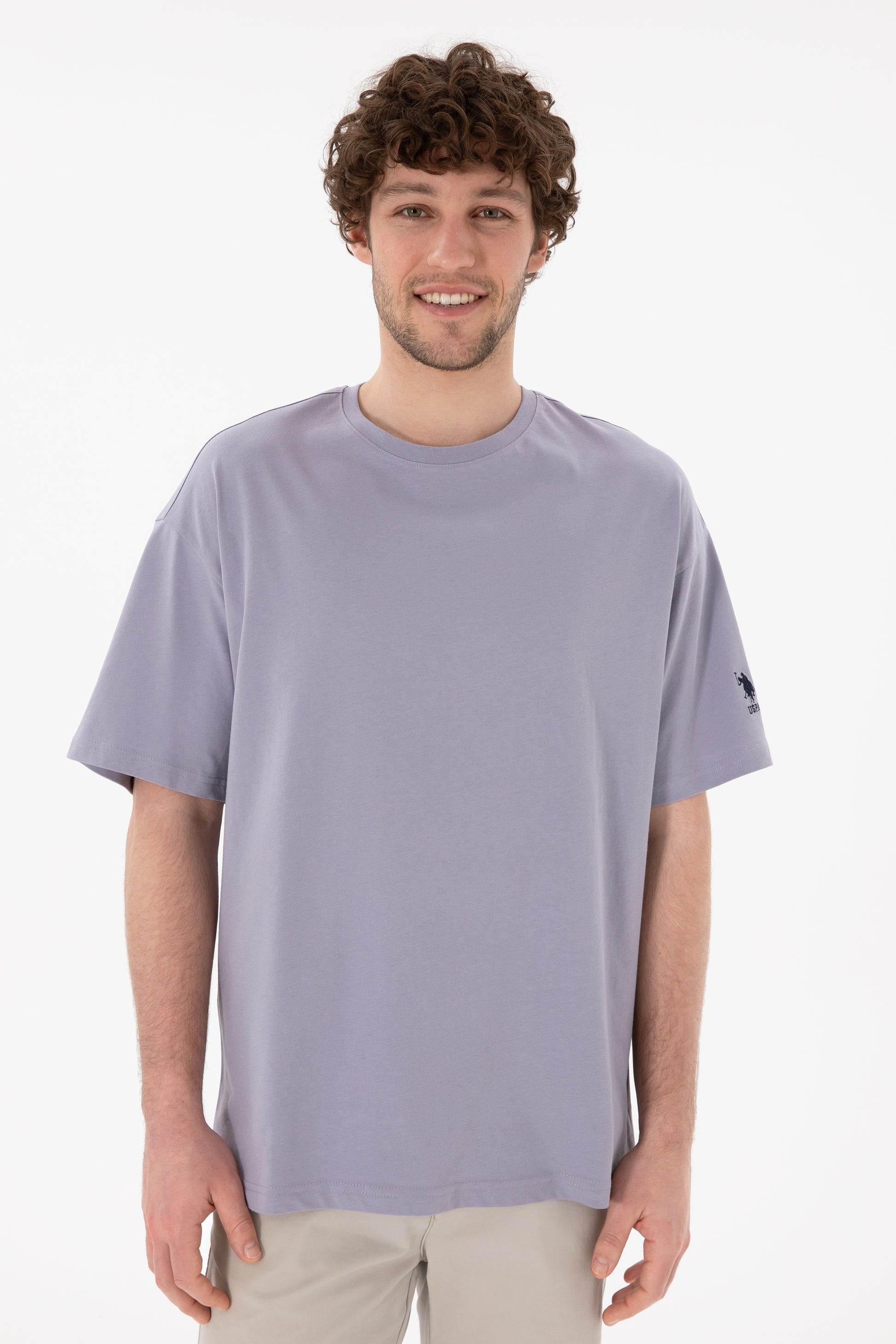Men's Oversize Fit Crew Neck Grey T-Shirt