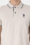 Men's Slim Fit Polo Neck Stone Basic T-Shirt