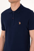 Men's Slim Fit Polo Neck Navy Basic T-Shirt