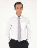White Regular Fit Long Sleeve Basic Shirt