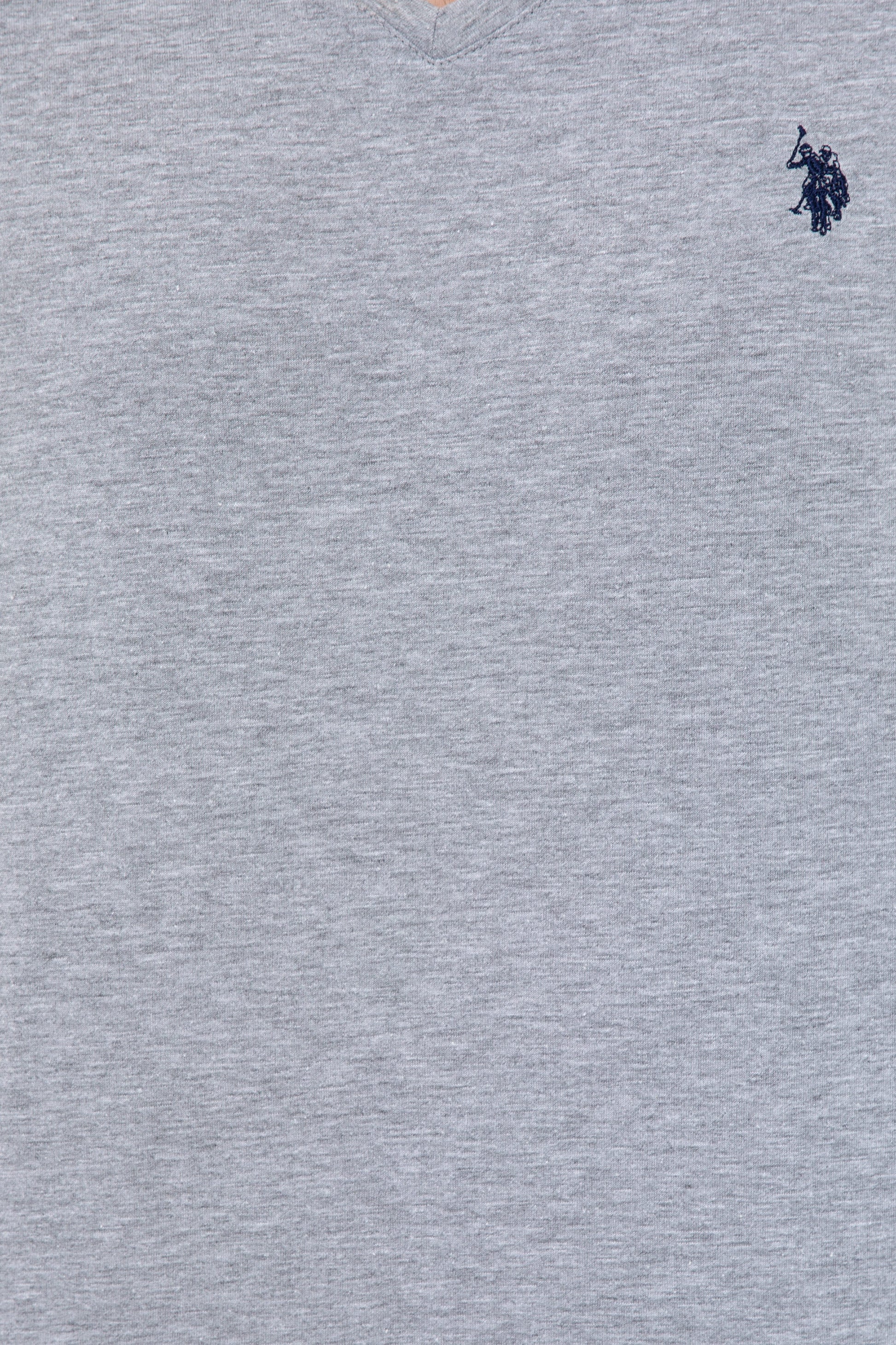 Men's Grey Melange Basic V Neck T-Shirt