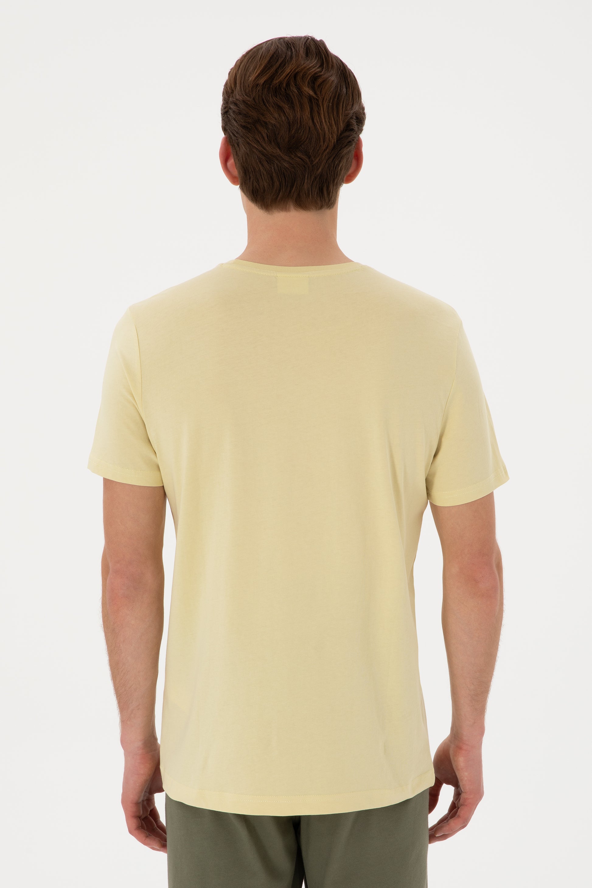 Men's Regular Fit Crew Neck Light Khaki T-Shirt