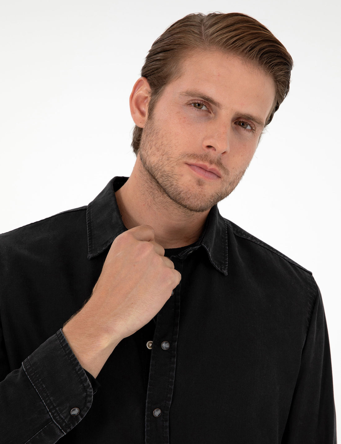 Black Regular Fit Jean Shirt