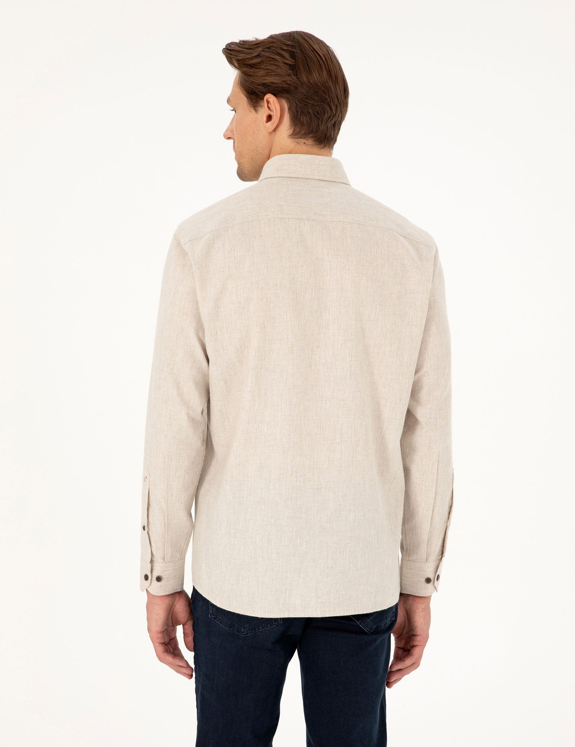 Beige Regular Fit Long Sleeve Shirt