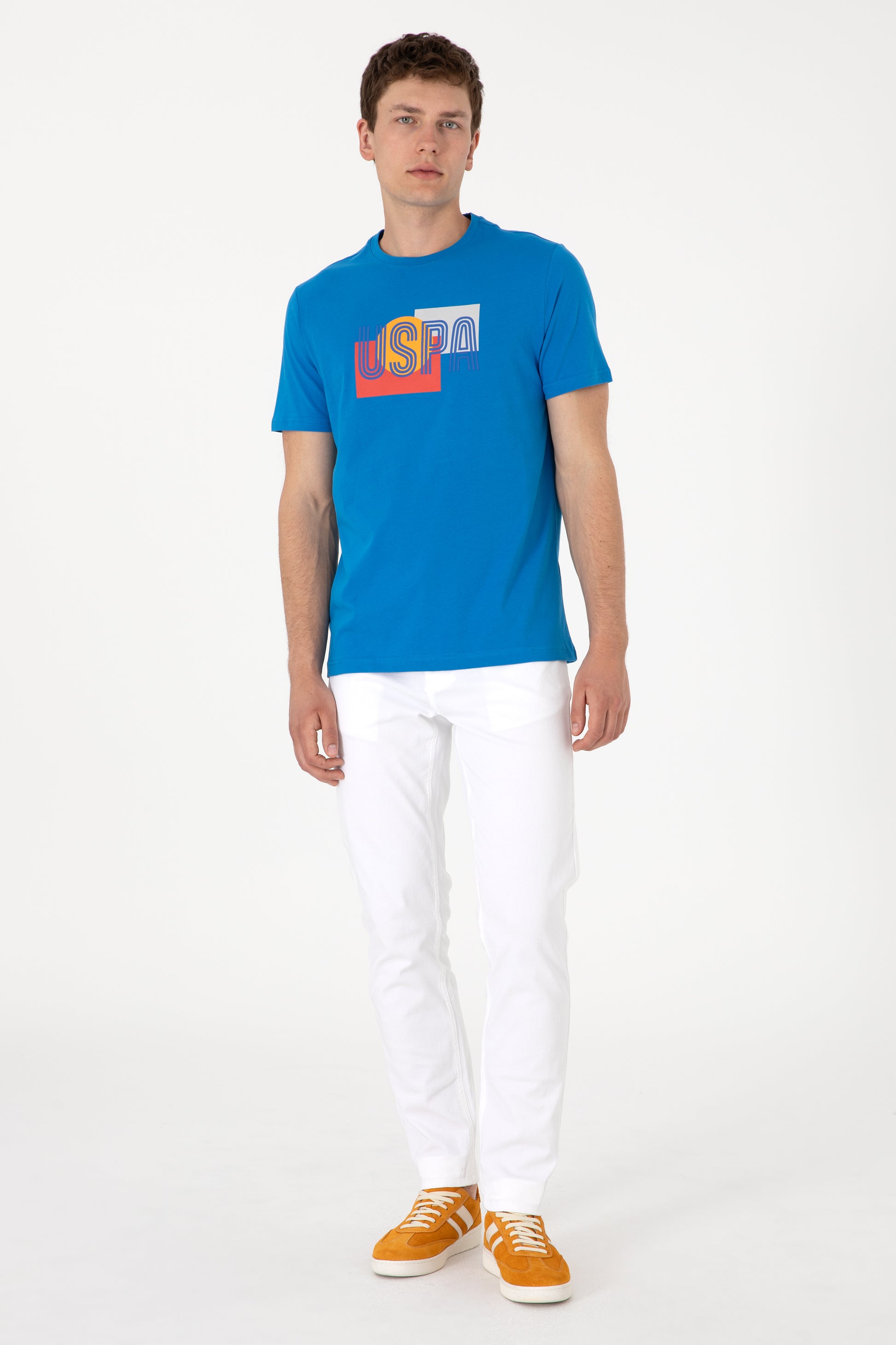 Men's Regular Fit Cobalt Crew Neck T-Shirt