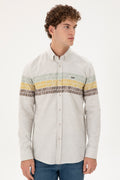 Men's Ecru Long Sleeve Shirt