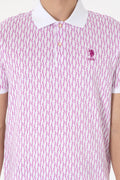 Men's Regular Fit Polo Neck Purple Patterned T-Shirt