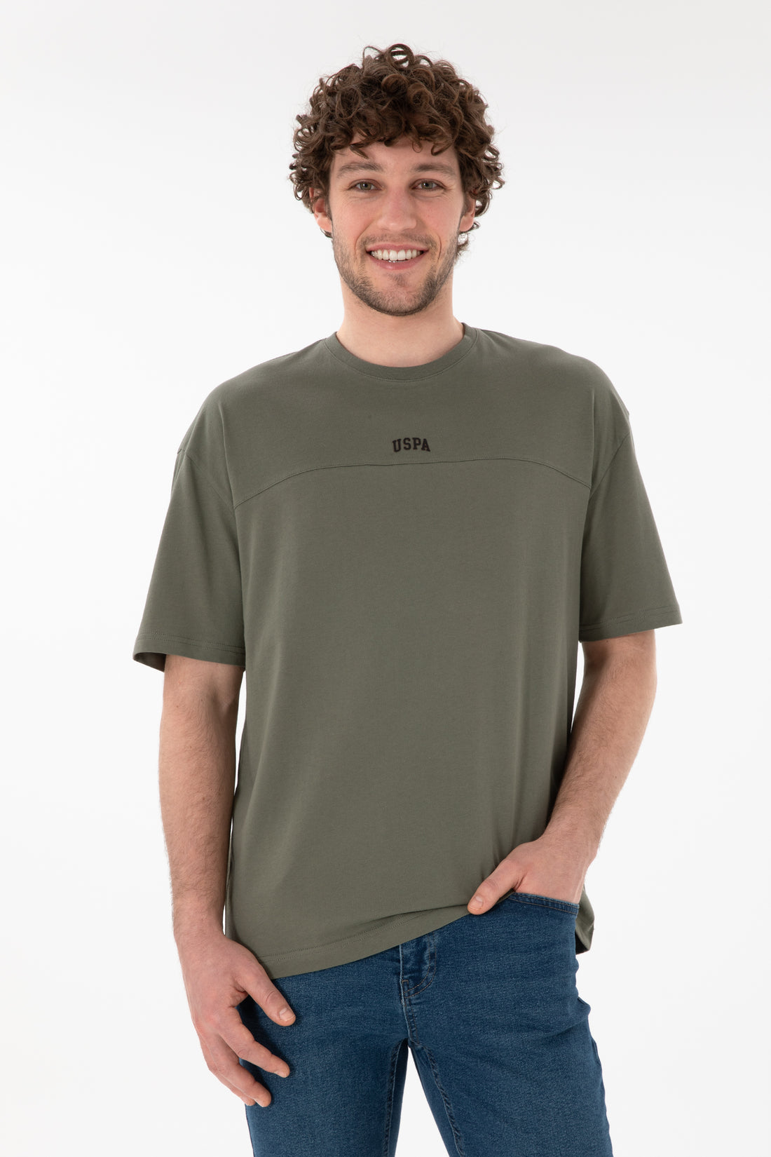 Men's Comfort Fit Crew Neck Khaki T-Shirt