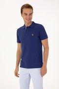 Men's Slim Fit Polo Neck Light Navy Basic T-Shirt