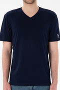 Men's Regular Fit V-Neck Navy Basic T-Shirt