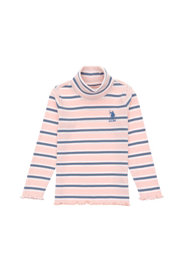 Girls' Powder Pink Turtleneck Sweatshirt