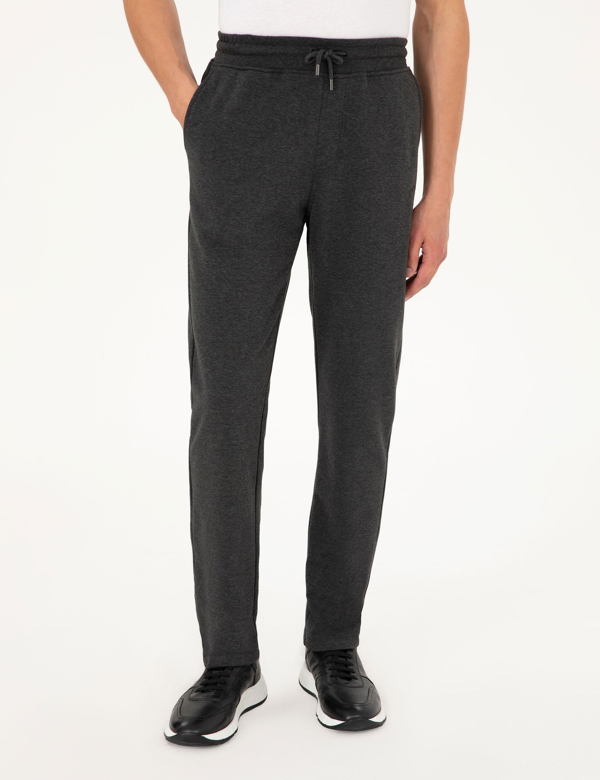 Anthracite Melange Slim Fit Straight Leg Sweatpants