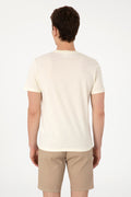 Men's Regular Fit Crew Neck Cream T-Shirt