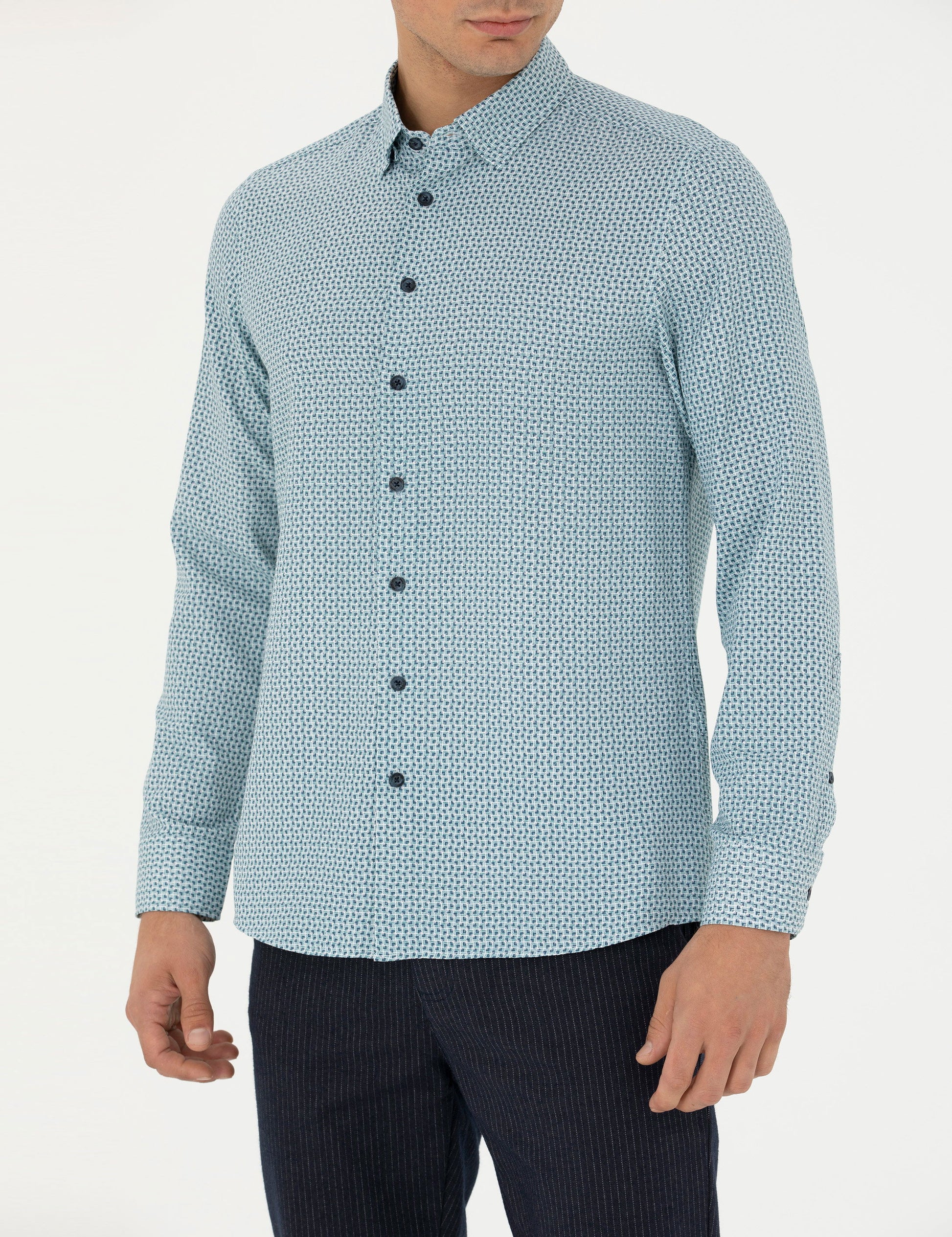 Mint Slim Fit Long Sleeve Shirt