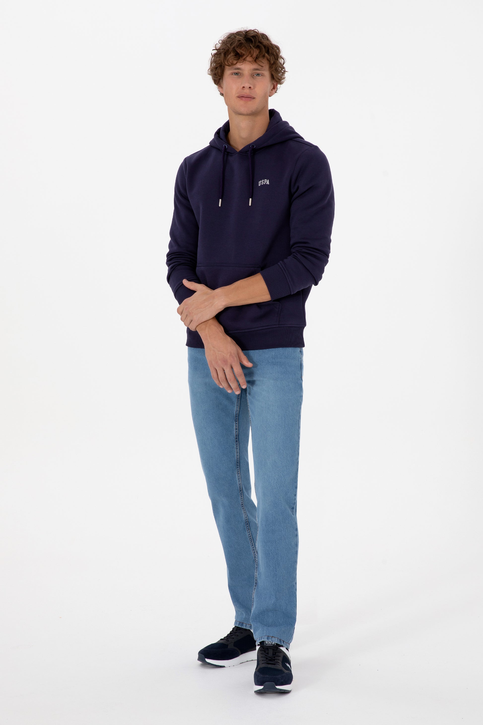 Erkek Regular Fit Kapüşonlu Mürdüm Basic Sweatshirt