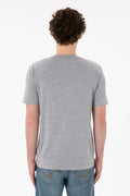Men's Regular Fit V-Neck Grey Melange Basic T-Shirt