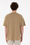 Men's Oversize Fit Crew Neck Khaki T-shirt