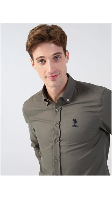 BASE. Polo Assn. slim Olive Shirt