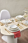 Mane New Bone 24 Pieces 6 Seater Half Square Dinner Set Gold