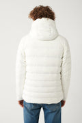 Men's White Goose Feather Water Repellent Windproof Thermometer Hooded Inflatable Coat A32y6017