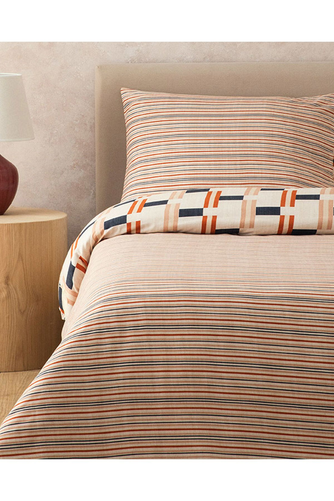 Timeline Digital Printed Soft Cotton Double Duvet Cover Set Terracotta