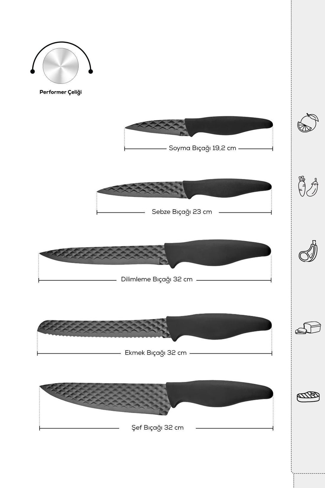 Theia Black 5 Piece Knife Set