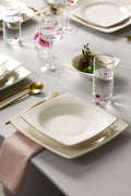 Blaine New Bone 24 Piece 6 Seater Square Dinner Set Gold